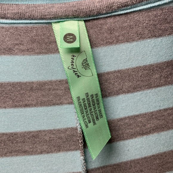 NWOT Medium Honeydew Intimates Lace Trim Striped Robe Gray / Mint - Picture 9 of 15